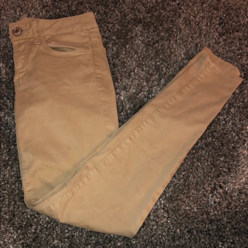 AEO Sateen Super Stretch Jegging Khakis